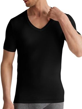 Tommy John Men's XL Undershirt Black Second Skin Deep V-Neck Stay-Tucked